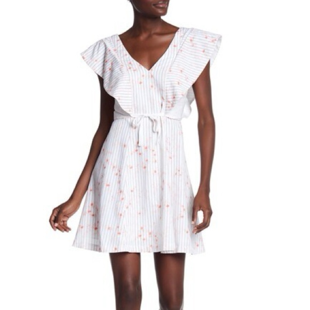 Club Monaco Portiana Patterned Dress | White and Red Floral‎ Mini Dress | Sz 4